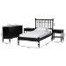 Baxton Studio Denita Spindle 4-Piece Bedroom Set - Farmhouse Platform Bed with Matching Dresser and 1-Drawer Nightstands, Black, Twin - BSOAlaba-4PC Bedroom Set-Black-Twin-2NS