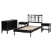 Baxton Studio Denita Spindle 4-Piece Bedroom Set - Farmhouse Platform Bed with Matching Dresser and 1-Drawer Nightstands, Black, Twin - BSOAlaba-4PC Bedroom Set-Black-Twin-2NS