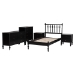 Baxton Studio Callison Spindle 5-Piece Bedroom Set - Farmhouse Platform Bed with Matching Dresser, Chest, and 2-Drawer Nightstands, Black. Twin - BSOEniola-5PC Bedroom Set-Black-Twin