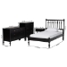 Baxton Studio Denita Spindle 4-Piece Bedroom Set - Farmhouse Platform Bed with Matching Dresser, Chest, and 1-Drawer Nightstand, Black, Twin - BSOAlaba-4PC Bedroom Set-Black-Twin-1NS