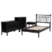 Baxton Studio Denita Spindle 4-Piece Bedroom Set - Farmhouse Platform Bed with Matching Dresser, Chest, and 1-Drawer Nightstand, Black, Twin - BSOAlaba-4PC Bedroom Set-Black-Twin-1NS