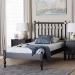 Baxton Studio Callison Spindle Platform Bed - Turned Farmhouse Bed Frame with Spoked Headboard and Sculpted Legs, Black, Twin - BSOMG0259-Black-Twin