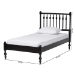 Baxton Studio Callison Spindle Platform Bed - Turned Farmhouse Bed Frame with Spoked Headboard and Sculpted Legs, Black, Twin - BSOMG0259-Black-Twin