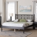 Baxton Studio Callison Spindle Platform Bed - Turned Farmhouse Bed Frame with Spoked Headboard and Sculpted Legs, Black, Full - BSOMG0259-Black-Full
