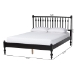 Baxton Studio Callison Spindle Platform Bed - Turned Farmhouse Bed Frame with Spoked Headboard and Sculpted Legs, Black, Full - BSOMG0259-Black-Full