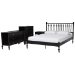 Baxton Studio Denita Spindle 4-Piece Bedroom Set - Farmhouse Platform Bed with Matching Dresser, Chest, and 1-Drawer Nightstand, Black, Queen