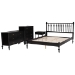 Baxton Studio Denita Spindle 4-Piece Bedroom Set - Farmhouse Platform Bed with Matching Dresser, Chest, and 1-Drawer Nightstand, Black, Queen - BSOAlaba-4PC Bedroom Set-Black-Queen-1NS