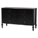 Baxton Studio Denita Spindle 4-Piece Bedroom Set - Farmhouse Platform Bed with Matching Dresser, Chest, and 1-Drawer Nightstand, Black, Queen - BSOAlaba-4PC Bedroom Set-Black-Queen-1NS