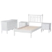 Baxton Studio Callison Spindle 4-Piece Bedroom Set - Farmhouse Platform Bed with Matching Dresser and 2-Drawer Nightstands, White, Twin - BSOEniola-4PC Bedroom Set-White-Twin