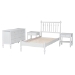 Baxton Studio Denita Spindle 4-Piece Bedroom Set - Farmhouse Platform Bed with Matching Dresser and 1-Drawer Nightstands, White, Twin - BSOAlaba-4PC Bedroom Set-White-Twin-2NS