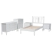 Baxton Studio Callison Spindle 5-Piece Bedroom Set - Farmhouse Platform Bed with Matching Dresser, Chest, and 2-Drawer Nightstands, White, Twin - BSOEniola-5PC Bedroom Set-White-Twin