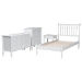 Baxton Studio Denita Spindle 4-Piece Bedroom Set - Farmhouse Platform Bed with Matching Dresser, Chest, and 1-Drawer Nightstand, White, Twin - BSOAlaba-4PC Bedroom Set-White-Twin-1NS