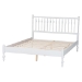 Baxton Studio Callison Spindle Platform Bed - Turned Farmhouse Bed Frame with Spoked Headboard and Sculpted Legs, White, Full - BSOMG0259-White-Full