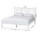 Baxton Studio Callison Spindle Platform Bed - Turned Farmhouse Bed Frame with Spoked Headboard and Sculpted Legs, White, Full - BSOMG0259-White-Full