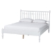 Baxton Studio Denita Spindle 4-Piece Bedroom Set - Farmhouse Platform Bed with Matching Dresser and 1-Drawer Nightstands, White, Queen - BSOAlaba-4PC Bedroom Set-White-Queen-2NS