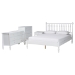 Baxton Studio Denita Spindle 4-Piece Bedroom Set - Farmhouse Platform Bed with Matching Dresser, Chest, and 1-Drawer Nightstand, White, Queen