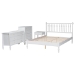 Baxton Studio Denita Spindle 4-Piece Bedroom Set - Farmhouse Platform Bed with Matching Dresser, Chest, and 1-Drawer Nightstand, White, Queen - BSOAlaba-4PC Bedroom Set-White-Queen-1NS