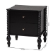 Baxton Studio Callison Spindle Nightstand - 2-Drawer Farmhouse Bedside Table with Turned Accents for Bedroom, Black - BSOMG9020-Black-2DW-NS