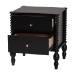 Baxton Studio Callison Spindle Nightstand - 2-Drawer Farmhouse Bedside Table with Turned Accents for Bedroom, Black - BSOMG9020-Black-2DW-NS