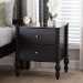 Baxton Studio Callison Spindle Nightstand - 2-Drawer Farmhouse Bedside Table with Turned Accents for Bedroom, Black - BSOMG9020-Black-2DW-NS