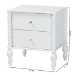 Baxton Studio Callison Spindle Nightstand - 2-Drawer Farmhouse Bedside Table with Turned Accents for Bedroom, White - BSOMG9020-White-2DW-NS