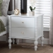 Baxton Studio Callison Spindle Nightstand - 2-Drawer Farmhouse Bedside Table with Turned Accents for Bedroom, White - BSOMG9020-White-2DW-NS