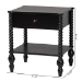 Baxton Studio Callison Spindle Nightstand - 1-Drawer Farmhouse Bedside Table with Open Shelf Storage and Turned Accents for Bedroom, Black - BSOMG9020-Black-1DW-NS