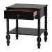 Baxton Studio Callison Spindle Nightstand - 1-Drawer Farmhouse Bedside Table with Open Shelf Storage and Turned Accents for Bedroom, Black - BSOMG9020-Black-1DW-NS