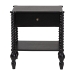 Baxton Studio Callison Spindle Nightstand - 1-Drawer Farmhouse Bedside Table with Open Shelf Storage and Turned Accents for Bedroom, Black - BSOMG9020-Black-1DW-NS