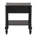 Baxton Studio Callison Spindle Nightstand - 1-Drawer Farmhouse Bedside Table with Open Shelf Storage and Turned Accents for Bedroom, Black - BSOMG9020-Black-1DW-NS