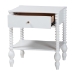 Baxton Studio Callison Spindle Nightstand - 1-Drawer Farmhouse Bedside Table with Open Shelf Storage and Turned Accents for Bedroom, White - BSOMG9020-White-1DW-NS