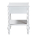 Baxton Studio Callison Spindle Nightstand - 1-Drawer Farmhouse Bedside Table with Open Shelf Storage and Turned Accents for Bedroom, White - BSOMG9020-White-1DW-NS