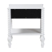 Baxton Studio Callison Spindle Nightstand - 1-Drawer Farmhouse Bedside Table with Open Shelf Storage and Turned Accents for Bedroom, White - BSOMG9020-White-1DW-NS