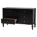 Baxton Studio Callison Spindle Dresser - 6-Drawer Farmhouse Horizontal Cabinet with Turned Accents for Bedroom, Black - BSOMG9020-Black-6DW-Dresser