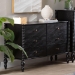 Baxton Studio Callison Spindle Dresser - 6-Drawer Farmhouse Horizontal Cabinet with Turned Accents for Bedroom, Black - BSOMG9020-Black-6DW-Dresser