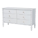 Baxton Studio Callison Spindle Dresser - 6-Drawer Farmhouse Horizontal Cabinet with Turned Accents for Bedroom, White