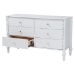 Baxton Studio Callison Spindle Dresser - 6-Drawer Farmhouse Horizontal Cabinet with Turned Accents for Bedroom, White - BSOMG9020-White-6DW-Dresser