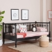 Baxton Studio Callison Spindle Daybed - Turned Farmhouse Sofa Bed with Spoked Frame Border for Living Room, Guest Room, or Kids Room, Black, Twin - BSOMG0259-1-Black-Twin-Daybed