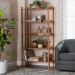 Baxton Studio Lucera Bobbin Display Shelf - 5-Tier Open Frame Vertical Bookcase with Spindle Posts for Living Room or Ofice, Oak Brown - BSOMG9011-NT Oak-Display Shelf
