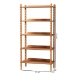 Baxton Studio Lucera Bobbin Display Shelf - 5-Tier Open Frame Vertical Bookcase with Spindle Posts for Living Room or Ofice, Oak Brown - BSOMG9011-NT Oak-Display Shelf