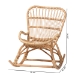 bali & pari Mahin Natural Rattan Rocking Chair - Handwoven Wicker Accent Rocker with Curved Armrests and High Back, Boho Coastal Lounge Chair for Living Room or Sunroom - BSODC8005-Light Honey Rattan-RC