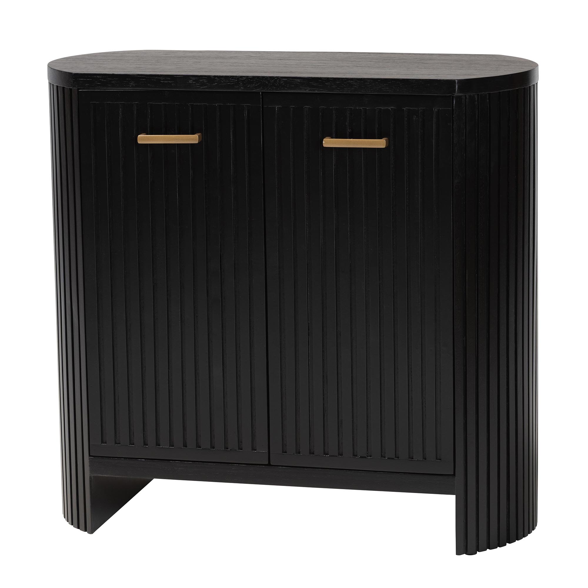 bali & pari Keshet Fluted Wood Storage Cabinet - 2-Door Accent Cabinet with Vertical Slat Panels and Metal Door Pulls for Living Room or Entryway