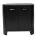 bali & pari Keshet Fluted Wood Storage Cabinet - 2-Door Accent Cabinet with Vertical Slat Panels and Metal Door Pulls for Living Room or Entryway - BSOKeshet-Black-Wooden-2DR-Cabinet