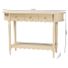 bali & pari Liba Console Table - 3-Drawer Accent Table with Scalloped Detailing and Open Shelf Storage for Hallway, Entryway, or Living Room - BSOLiba-Beige-Wooden-3DRW-Console Table
