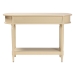bali & pari Liba Console Table - 3-Drawer Accent Table with Scalloped Detailing and Open Shelf Storage for Hallway, Entryway, or Living Room - BSOLiba-Beige-Wooden-3DRW-Console Table