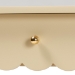 bali & pari Liba Console Table - 3-Drawer Accent Table with Scalloped Detailing and Open Shelf Storage for Hallway, Entryway, or Living Room - BSOLiba-Beige-Wooden-3DRW-Console Table