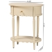 bali & pari Liba End Table - 1-Drawer Accent Table with Scalloped Detailing and Open Shelf Storage for Hallway, Entryway, and Living Room - BSOLiba-Round-Beige-Wooden-1DRW-ET