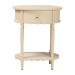 bali & pari Liba End Table - 1-Drawer Accent Table with Scalloped Detailing and Open Shelf Storage for Hallway, Entryway, and Living Room - BSOLiba-Round-Beige-Wooden-1DRW-ET