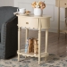 bali & pari Liba End Table - 1-Drawer Accent Table with Scalloped Detailing and Open Shelf Storage for Hallway, Entryway, and Living Room - BSOLiba-Round-Beige-Wooden-1DRW-ET