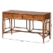 bali & pari Basile Marbled Tortoise Natural Rattan Desk - 2-Drawer Writing Desk with Open Geometric Frame and Woven Detailing for Home Office - BSOWS223-Rattan/Tortoise-Desk